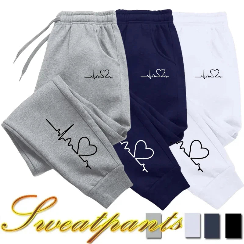 Gran oferta de pantalones de chándal para mujer, pantalones informales diarios, pantalones de chándal de Fitness de alta calidad, pantalones deportivos con estampado de corazón para correr en la calle