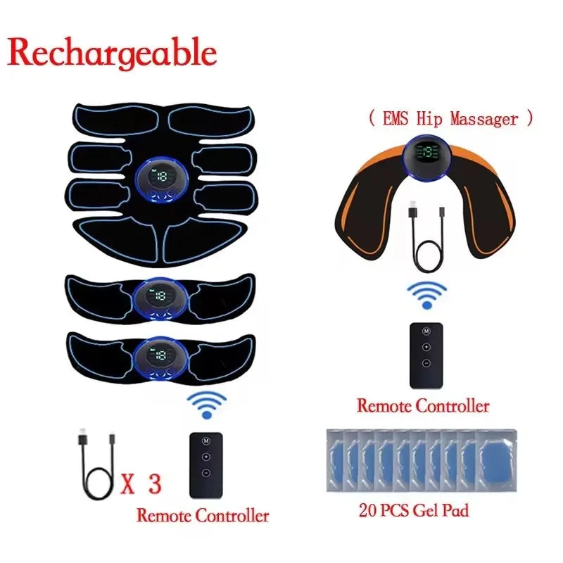 EMS Estimulador muscular Abdominal Fitness ABS parches de entrenamiento de brazos instrumento de ejercicio muscular carga USB hogar hombres