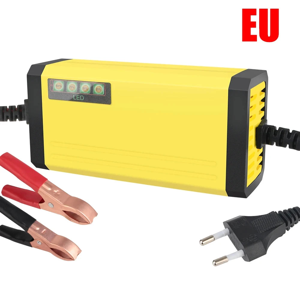 Cargador de batería de coche de 12V y 2A, cargador de reparación de pulsos de energía de 220V, batería de plomo ácido húmedo y seco, pantalla LED, cargador de batería para Moto y camión