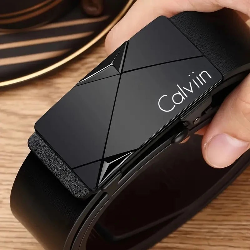 Elegante cinturón de cuero PU para hombre: cinturones de moda para la vida diaria, el ocio, la fiesta, el festival, el trabajo y la hebilla automática de negocios