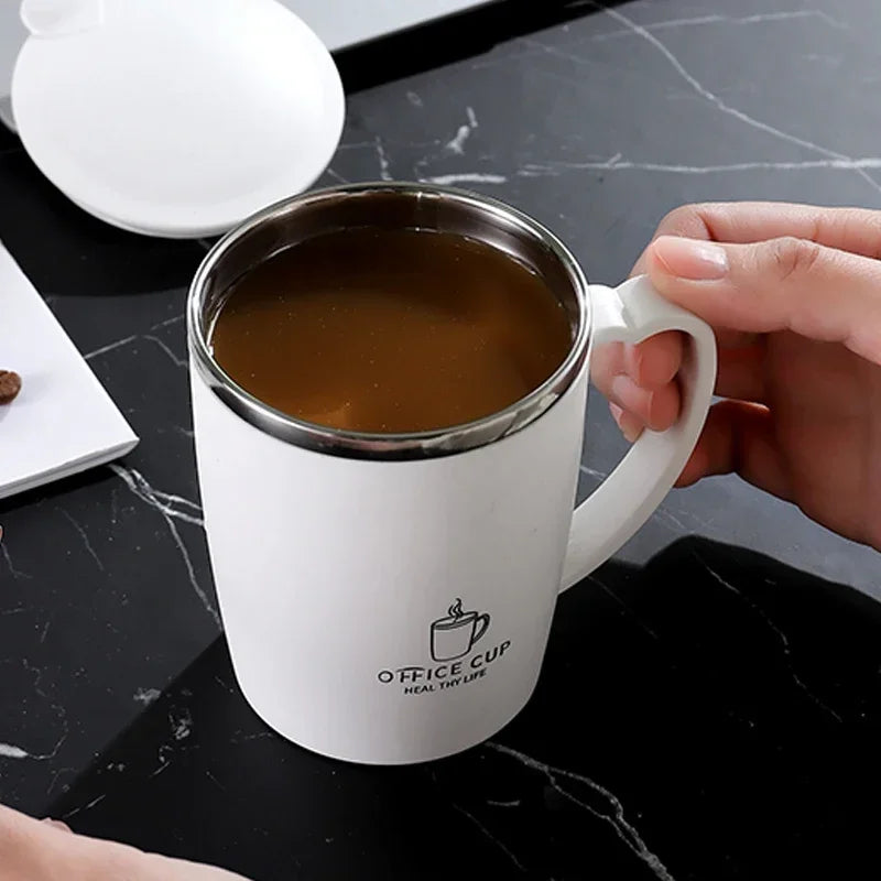 Taza Termo de 350ml, taza de café de acero inoxidable 304 con asa, termo a prueba de fugas, taza aislada, botella de agua térmica portátil