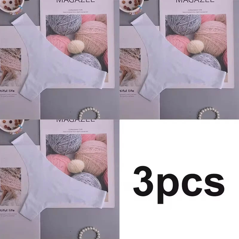 Bragas de 3 uds para mujer, ropa interior de seda helada, bragas de cintura baja con cintura en V, entrepierna de algodón, ropa interior deportiva transpirable de secado rápido