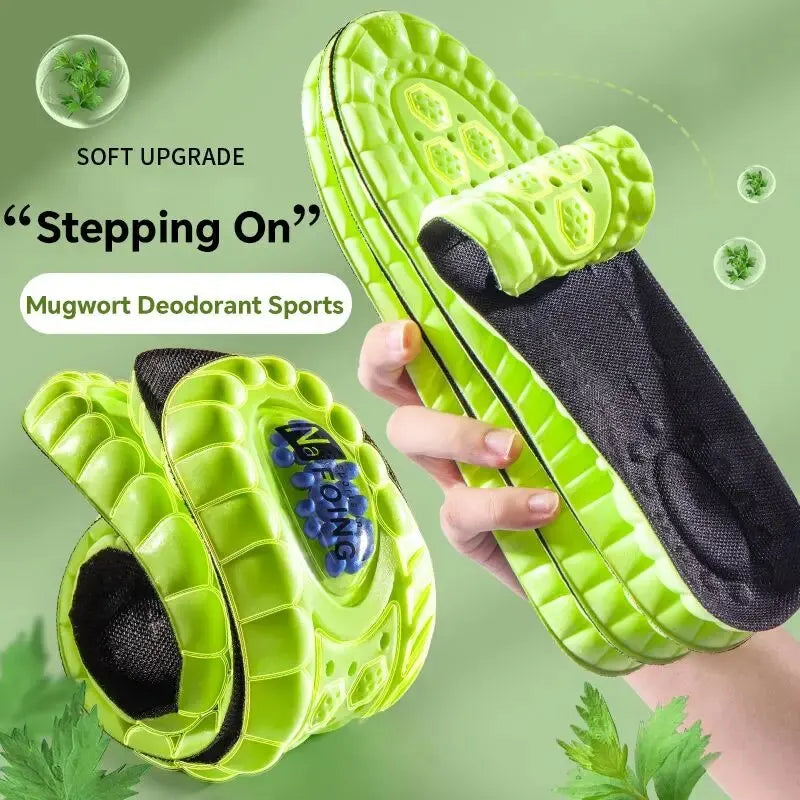 Plantillas deportivas 4D Cloud para zapatos, suela de cojín de aire de PU, desodorante suave con absorción de impacto, plantillas ortopédicas transpirables para correr, 1 par