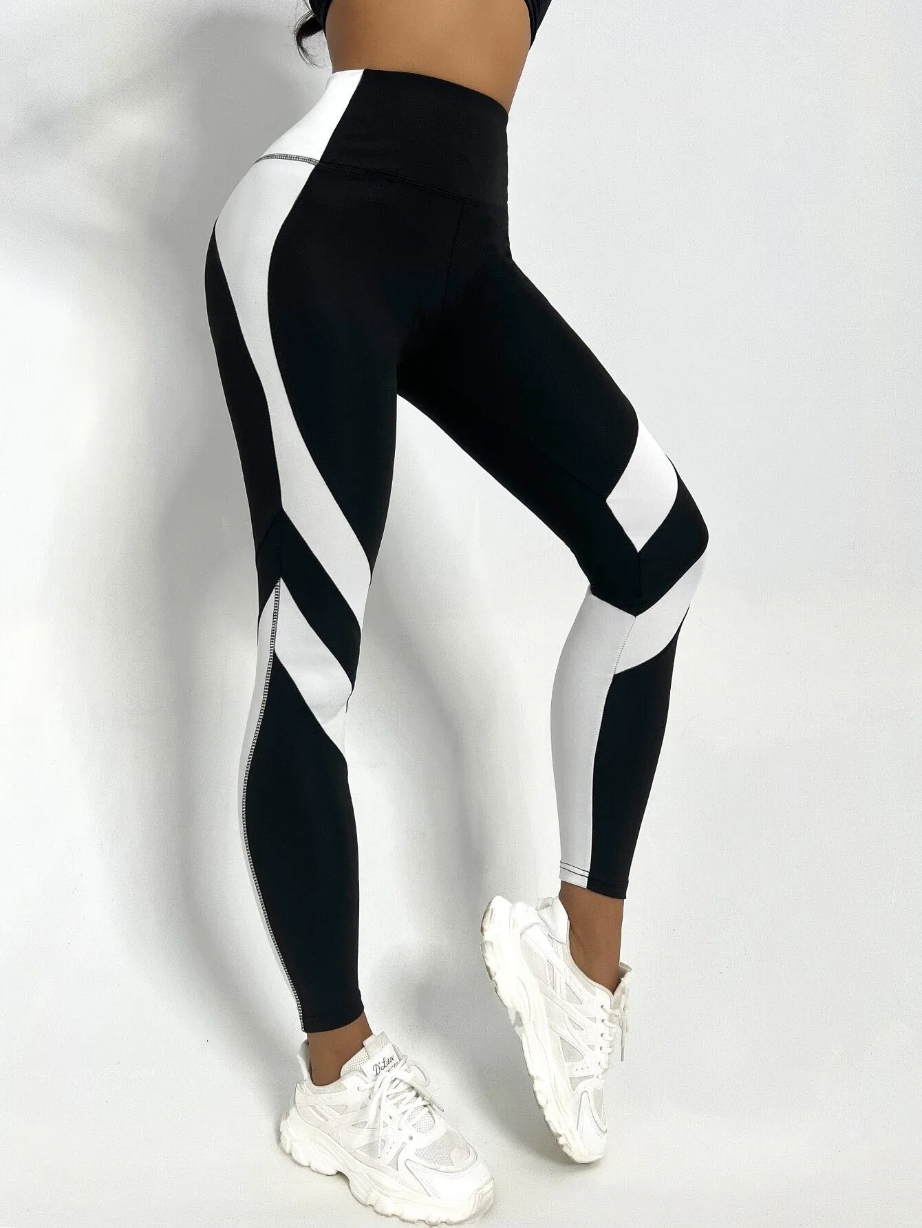 Leggings de yoga de dos tonos Medias deportivas con control de barriga