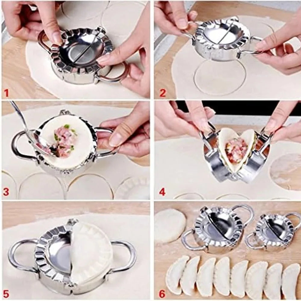 Máquina para hacer dumplings de acero inoxidable, molde para piel de dumplings, máquina para hacer raviolis, prensa para hacer pasteles, envoltorio, pastelería, accesorios de cocina