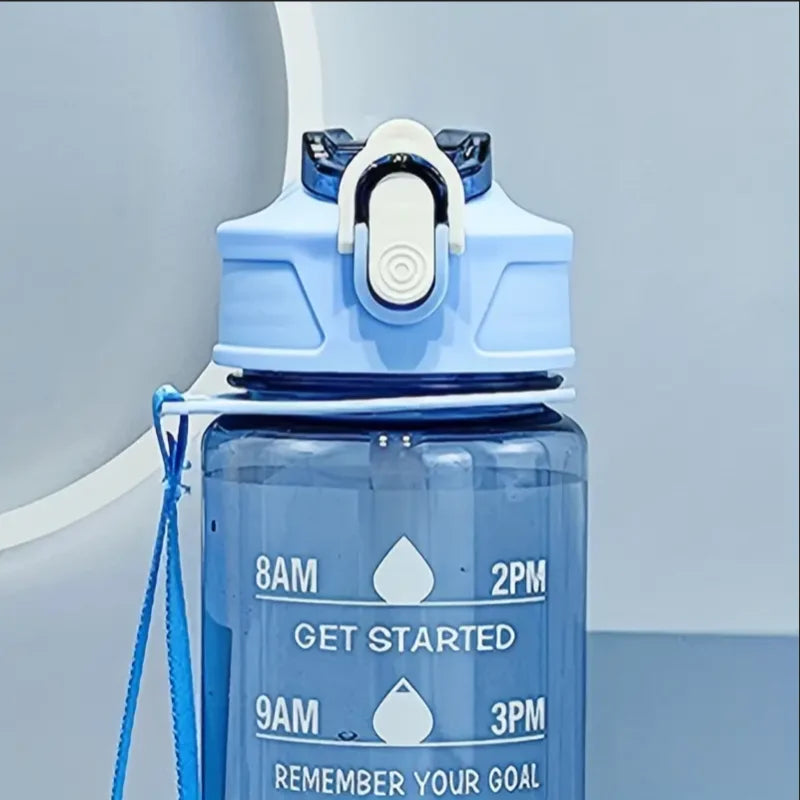 Botella de agua deportiva de gran capacidad de 800ml/27oz, taza de plástico a prueba de fugas con báscula de tiempo adecuada para viajes, deportes de Fitness