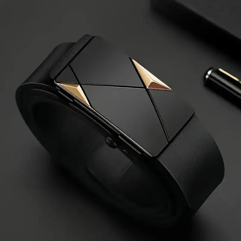 Elegante cinturón de cuero PU para hombre: cinturones de moda para la vida diaria, el ocio, la fiesta, el festival, el trabajo y la hebilla automática de negocios