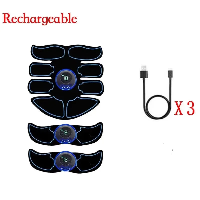 EMS Estimulador muscular Abdominal Fitness ABS parches de entrenamiento de brazos instrumento de ejercicio muscular carga USB hogar hombres