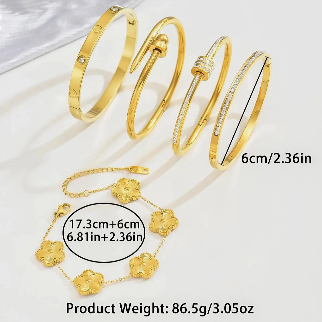 UILZ Europa y Estados Unidos pulsera de la suerte de trébol de cuatro hojas de acero inoxidable caliente pulsera de uñas de moda para mujer brazaletes de oro