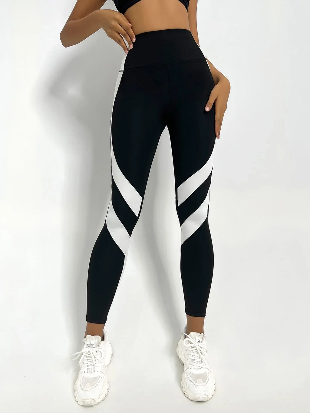 Leggings de yoga de dos tonos Medias deportivas con control de barriga