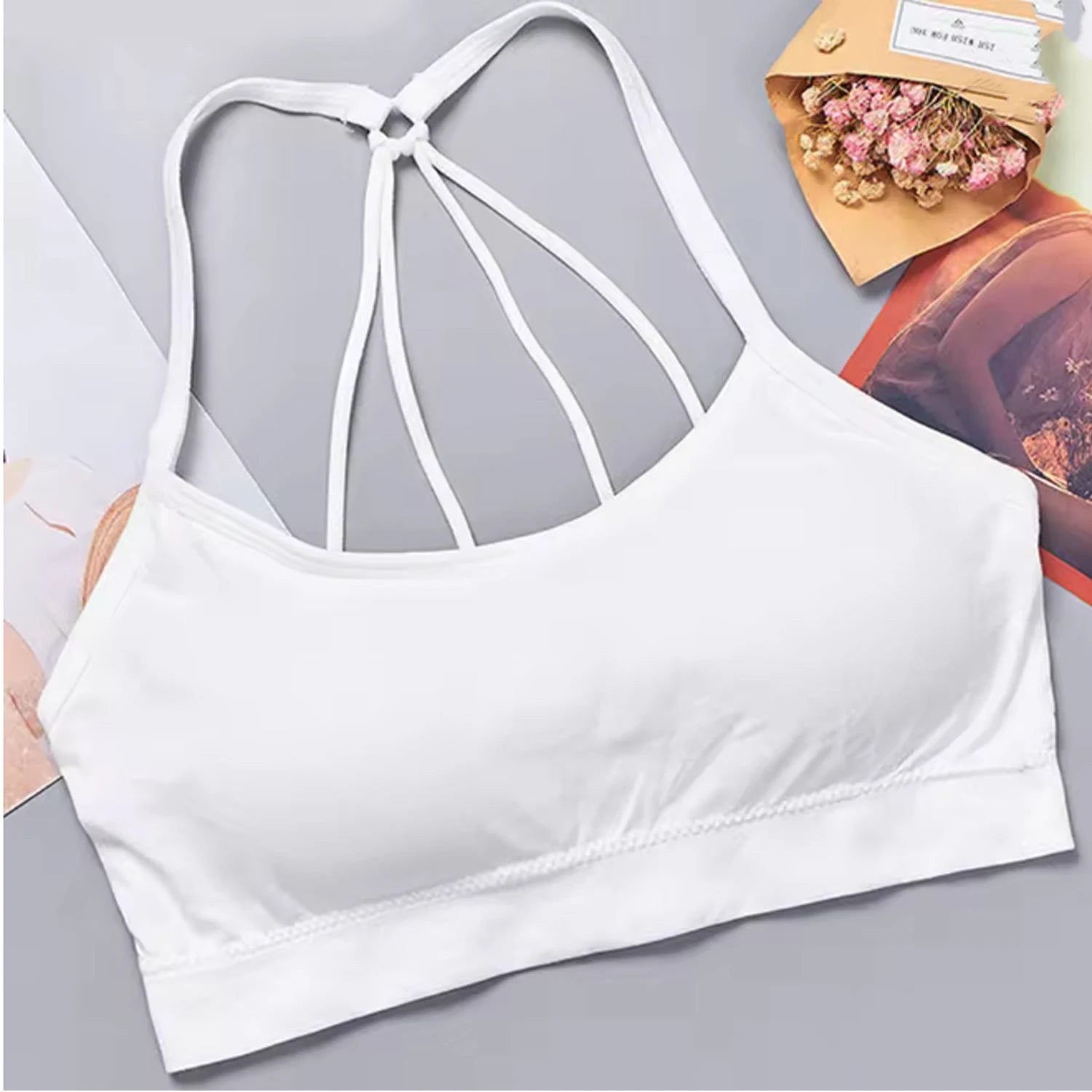 Ropa interior deportiva para mujer, Top corto sin costuras para Yoga y Fitness, correas anchas con letras, ropa deportiva cómoda para entrenamiento