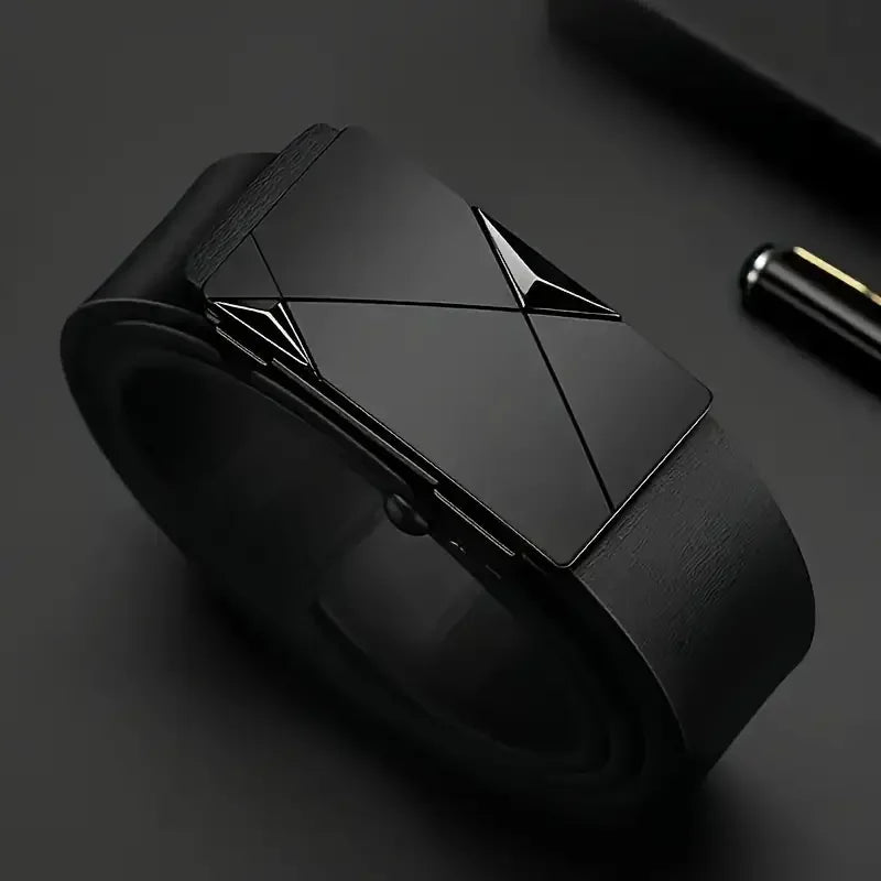 Elegante cinturón de cuero PU para hombre: cinturones de moda para la vida diaria, el ocio, la fiesta, el festival, el trabajo y la hebilla automática de negocios
