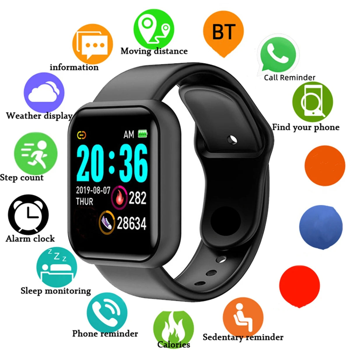 Reloj inteligente para hombre y mujer, pulsera con mensaje, Monitor de Fitness, regalo de cumpleaños, reloj electrónico para Android IOS