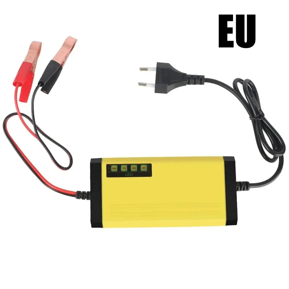 Cargador de batería de coche de 12V y 2A, cargador de reparación de pulsos de energía de 220V, batería de plomo ácido húmedo y seco, pantalla LED, cargador de batería para Moto y camión