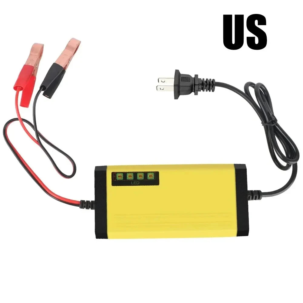 Cargador de batería de coche de 12V y 2A, cargador de reparación de pulsos de energía de 220V, batería de plomo ácido húmedo y seco, pantalla LED, cargador de batería para Moto y camión