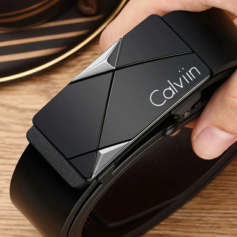 Elegante cinturón de cuero PU para hombre: cinturones de moda para la vida diaria, el ocio, la fiesta, el festival, el trabajo y la hebilla automática de negocios