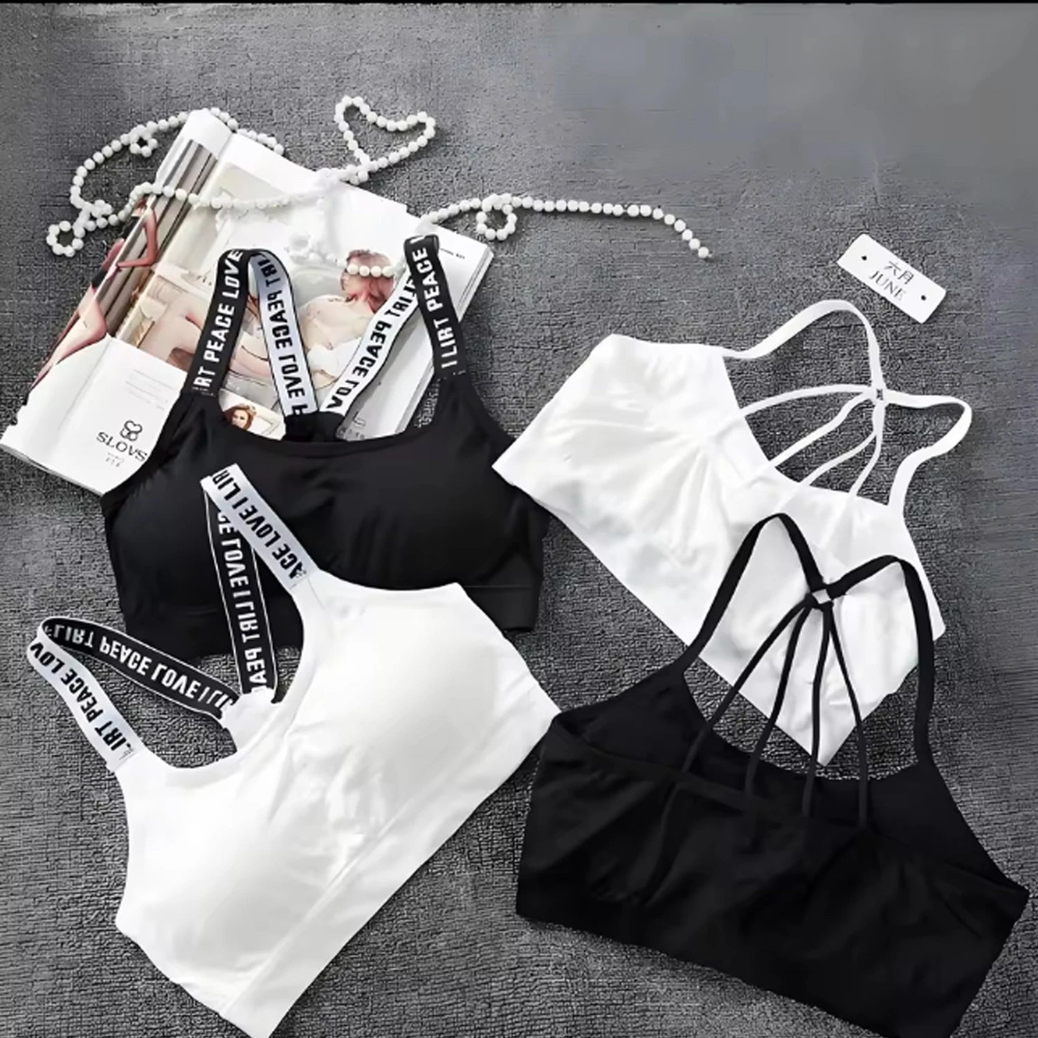 Ropa interior deportiva para mujer, Top corto sin costuras para Yoga y Fitness, correas anchas con letras, ropa deportiva cómoda para entrenamiento