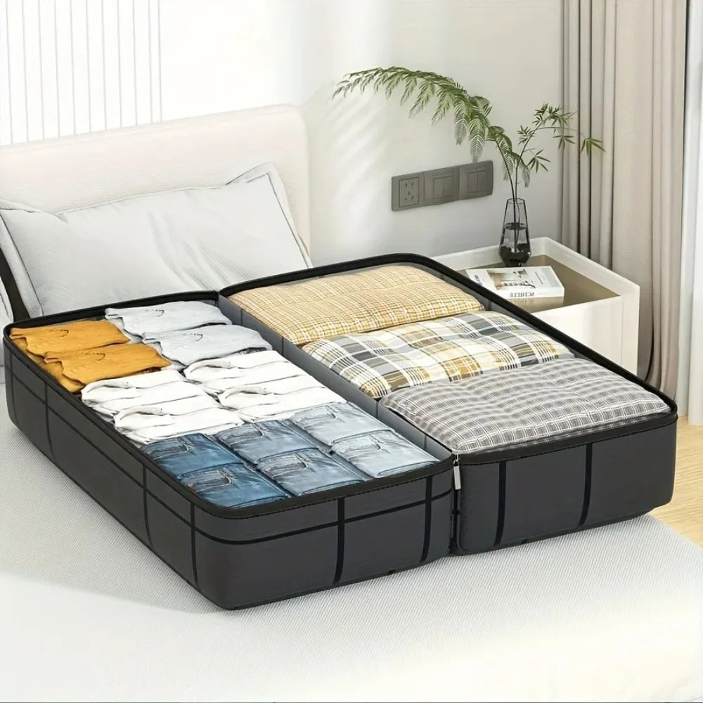 Bolsa de almacenamiento de Material compuesto negro, gran capacidad y súper soporte de carga, a prueba de polvo y humedad con cremallera, 1 ud.