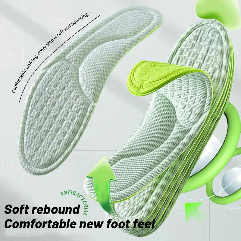 Plantillas deportivas para zapatos, cojín absorbente de impacto transpirable, desodorante suave, masaje 5D, pies para correr, hombres y mujeres