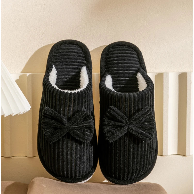 Zapatillas con lazo para mujer, pantuflas cálidas ligeras y cómodas y suaves para el hogar, para otoño/invierno, para interior del dormitorio