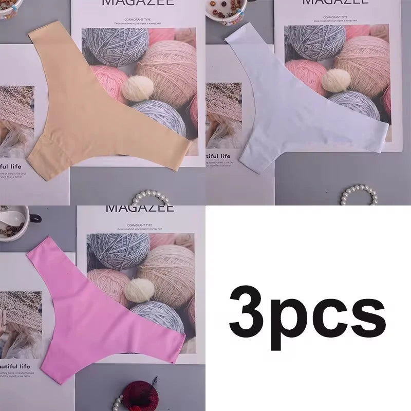 Bragas de 3 uds para mujer, ropa interior de seda helada, bragas de cintura baja con cintura en V, entrepierna de algodón, ropa interior deportiva transpirable de secado rápido