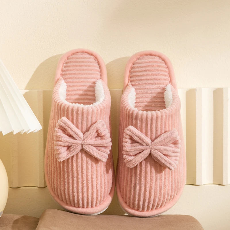 Zapatillas con lazo para mujer, pantuflas cálidas ligeras y cómodas y suaves para el hogar, para otoño/invierno, para interior del dormitorio