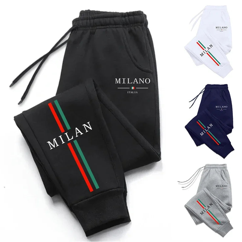 Gran oferta 2025, pantalones para correr con estampado de ciudad de Milán, pantalones deportivos informales de alta calidad para otoño e invierno para hombre, ropa para correr al aire libre