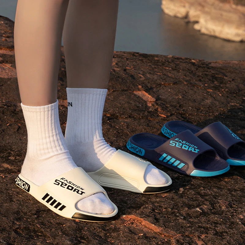 Zapatillas de hombre de talla grande 48-49, Zapatillas de casa de suela plana de verano para mujer y hombre, sandalias de tendencia con punta abierta, zapatos de playa ligeros para parejas