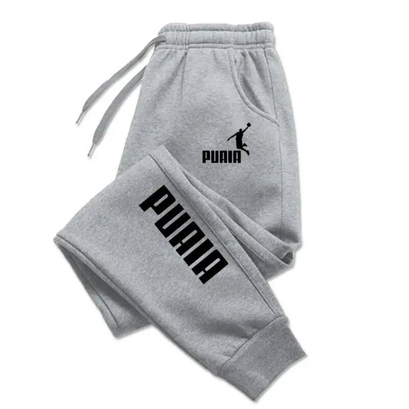 PUAIA-Pantalones deportivos con estampado para hombre, ropa holgada de Color liso para correr, otoño e invierno, novedad