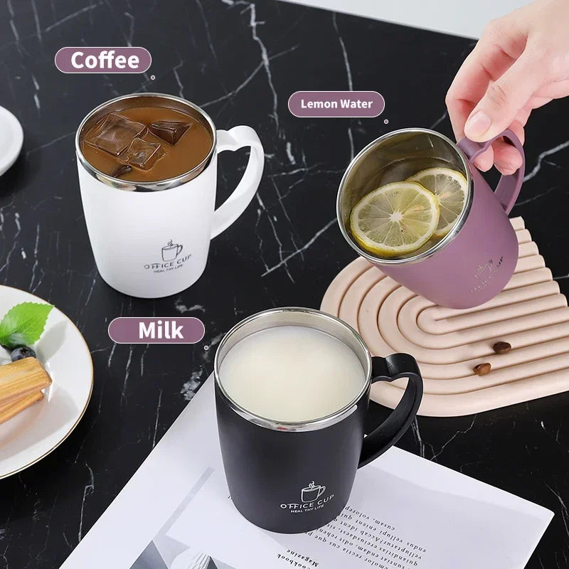 Taza Termo de 350ml, taza de café de acero inoxidable 304 con asa, termo a prueba de fugas, taza aislada, botella de agua térmica portátil