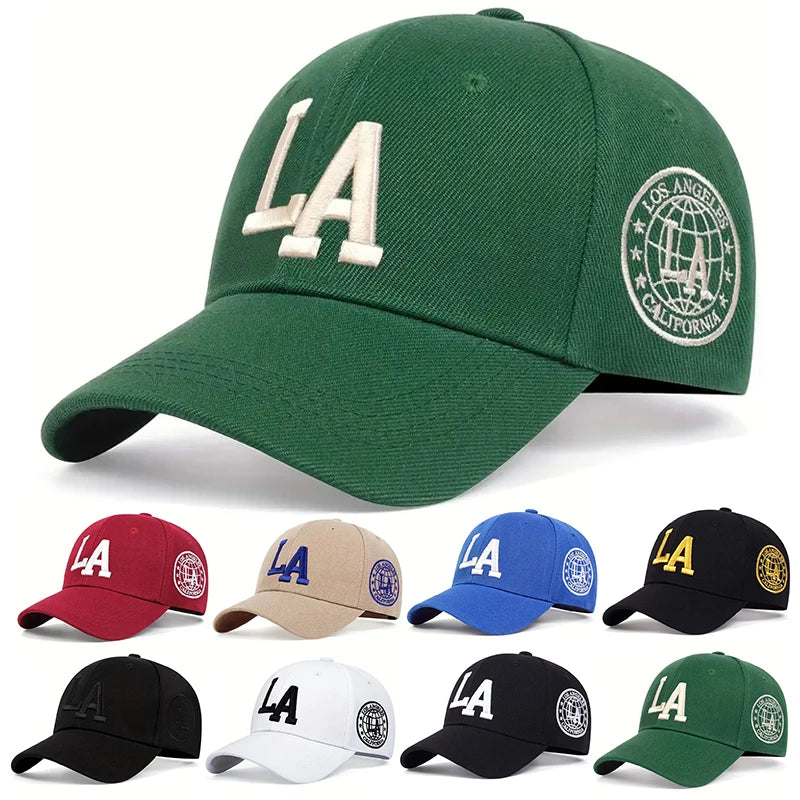 Gorras de béisbol unisex con bordado de letras LA, gorras informales ajustables para exteriores, primavera y otoño, sombrero protector solar