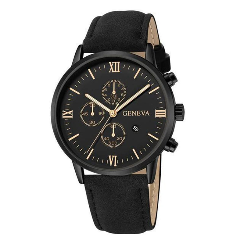 1/3PCS Reloj para hombre Relojes de cuarzo analógicos con correa de cuero informal con calendario