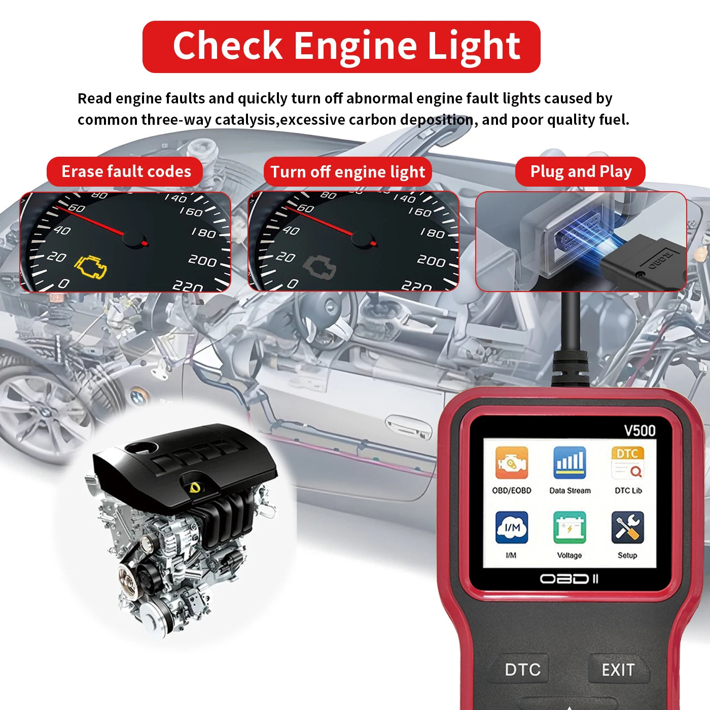 Las últimas herramientas de diagnóstico del escáner obd2 en 2025, lector completo de códigos del motor con flujo de datos, funciones de prueba y borrado de I/M, fuente de alimentación obd, compatible con todos los vehíc