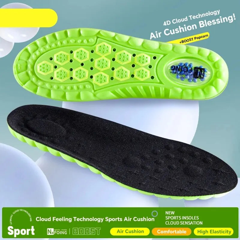 Plantillas deportivas 4D Cloud para zapatos, suela de cojín de aire de PU, desodorante suave con absorción de impacto, plantillas ortopédicas transpirables para correr, 1 par