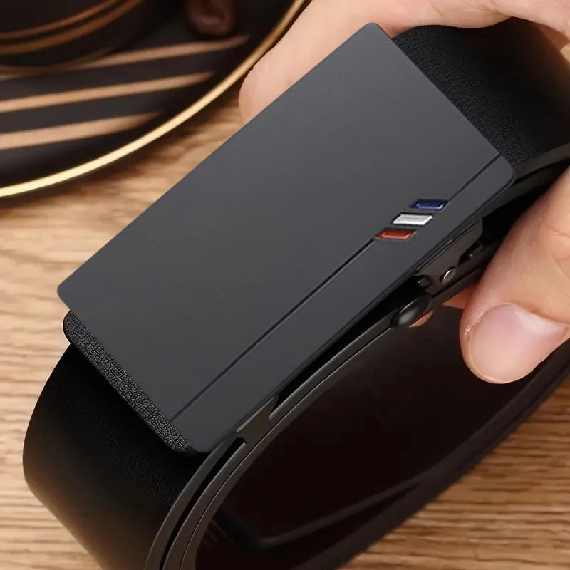 Elegante cinturón de cuero PU para hombre: cinturones de moda para la vida diaria, el ocio, la fiesta, el festival, el trabajo y la hebilla automática de negocios