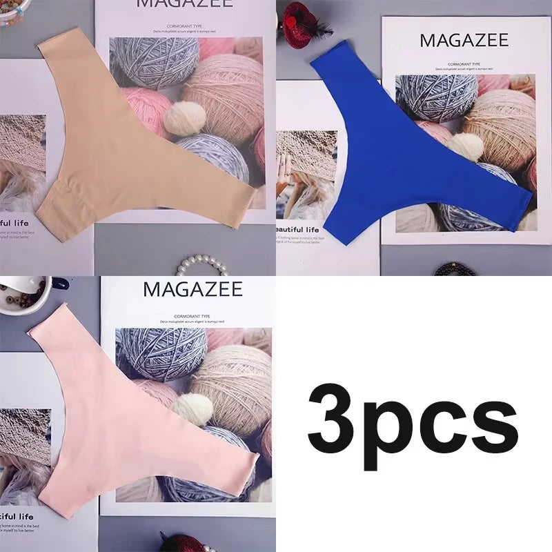 Bragas de 3 uds para mujer, ropa interior de seda helada, bragas de cintura baja con cintura en V, entrepierna de algodón, ropa interior deportiva transpirable de secado rápido